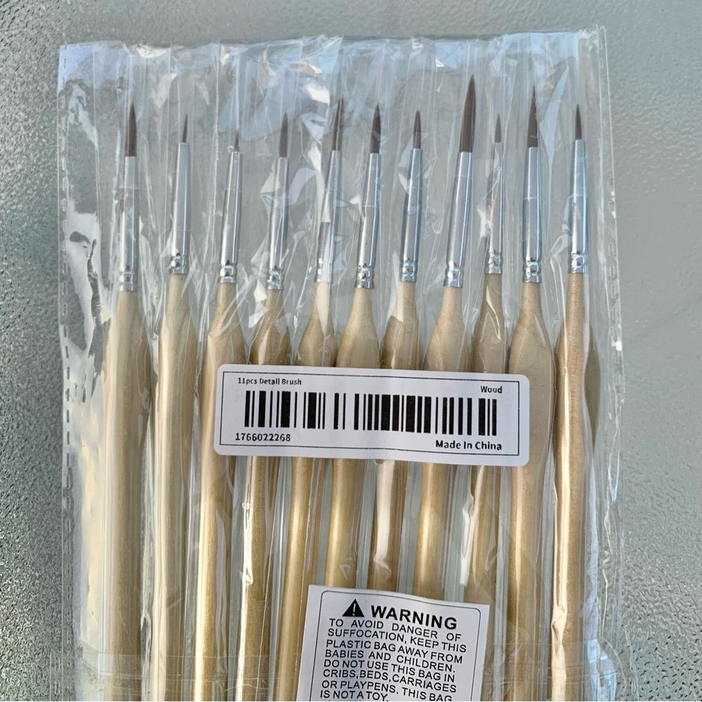 11-Piece Set of Fine Detail Wooden Handles Multi-Use Paint Brushes - Picture 3 of 6